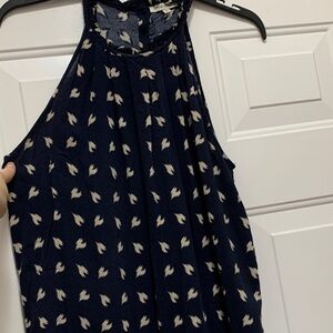 3/$15 Anne Carson Navy and Nude Patterned Sleeveless Blouse Size Medium